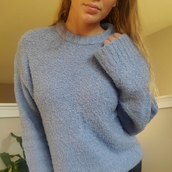 Abound Bouncle Knit Fuzzy Sweater Baby Blue Size Small - Picture 7 of 10